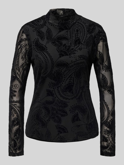 comma Shirt met lange mouwen en opstaande kraag Zwart - 2