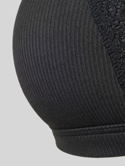 Produktfoto, czarny biustonosz bez fiszbin z detalami z koronki od Jake*s Casual, tekstura prążkowana, BH ohne Bügel mit Spitzendetails von Jake*s Casual