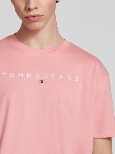 Tommy Jeans Regular fit T-shirt met labelstitching Rosé - 3