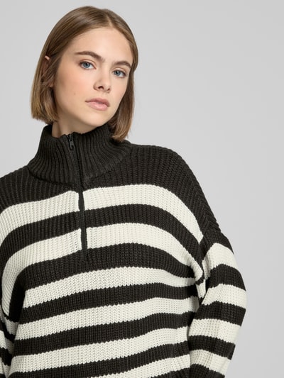 Noisy May Gebreide pullover met schipperskraag, model 'LESLIE' Zwart - 3