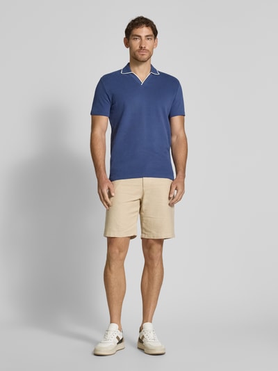 SELECTED HOMME Slim fit poloshirt met V-hals, model 'SANGEV' Blauw - 1