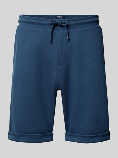 Produktfoto, Shorts mit elastischem Bund und Gesäßtasche von MCNEAL in Dunkelblau, Material-Mix mit Viskose, Regular Fit, sichtbare Struktur