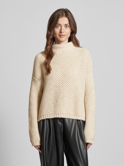 HUGO Gebreide pullover met opstaande kraag, model 'Safineynny' Ecru - 4