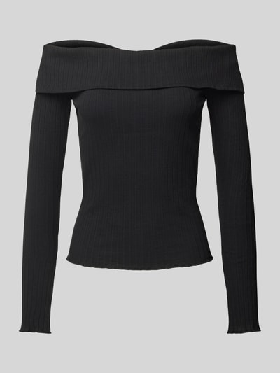 Pieces Langarm Top mit Schulterkragen Modell 'JAZMINE' Black 2