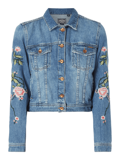 Superdry Jeansjacke mit floralen Stickereien Jeansblau 2