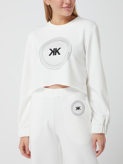 Kendall & Kylie Cropped Sweatshirt mit Logo-Applikation  Offwhite 4