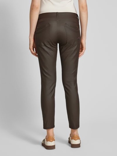 Buena Vista Skinny fit broek in leerlook, model 'Malibu' Donkerbruin - 5