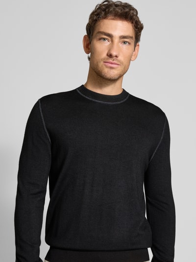 BOSS Orange Sweter o kroju regular fit z dzianiny z czystej, żywej wełny model ‘ASTEFO’ Czarny 3