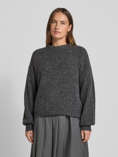 MSCH Copenhagen Sweter z dzianiny z prążkowanymi wykończeniami model ‘Annamaja’ Antracytowy 4