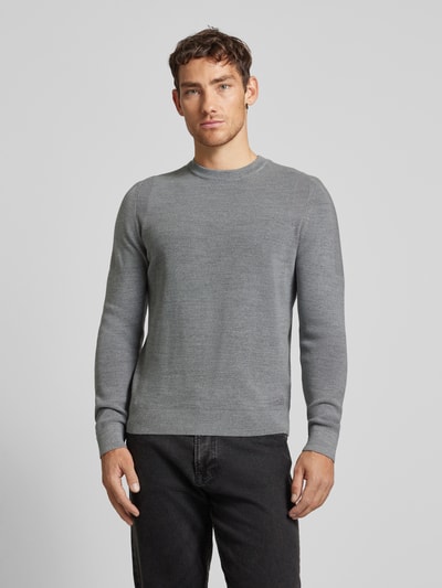 Brax Gebreide pullover met labeldetail, model 'ROY' Lichtgrijs - 4