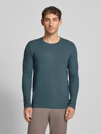 MCNEAL Shirt met lange mouwen, structuurmotief en ronde hals Antraciet gemêleerd - 4