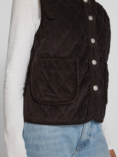 LOLLYS LAUNDRY Regular fit gilet in ribcordlook, model 'Cairo' Donkerbruin - 3