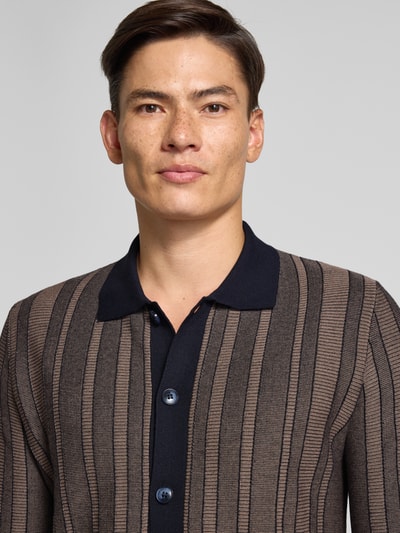 Cinque Slim fit gebreid jack met platte kraag, model 'Cijanni' Donkerblauw - 3