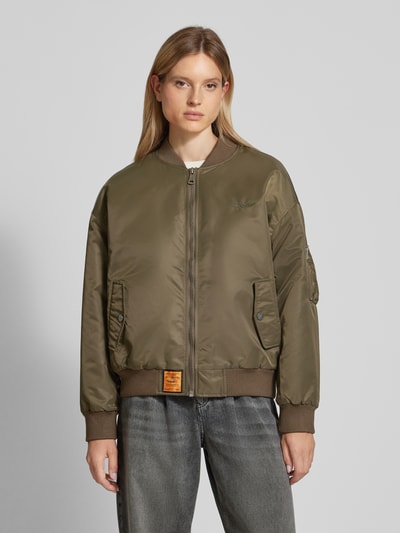 Original Bombers Oversized Bomberjacke mit Label-Stitching Khaki 4