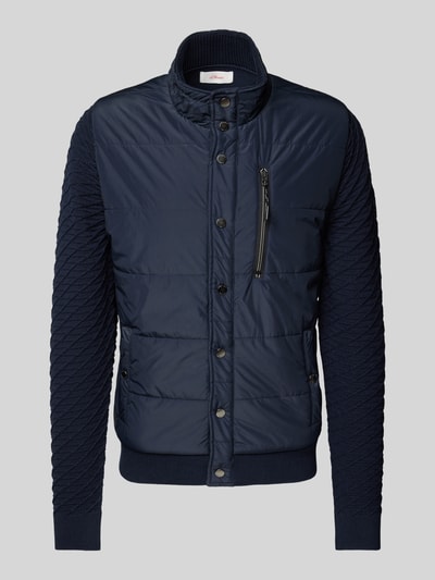 s.Oliver RED LABEL Regular fit gebreid gewatteerd jack met structuurmotief op de mouwen Donkerblauw - 1