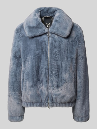 Produktfoto, Regular Fit Jacke aus Kunstfell von FUCHS SCHMITT, niebieskoszara, miękka tekstura, wykładany kołnierz, zamek błyskawiczny dwustronny, długość tyłu w rozmiarze 36: 57 cm, szerokość ramion w rozmiarze 36: 43 cm, szerokość w rozmiarze 36: 54 cm, długość rękawów w rozmiarze 36: 61 cm