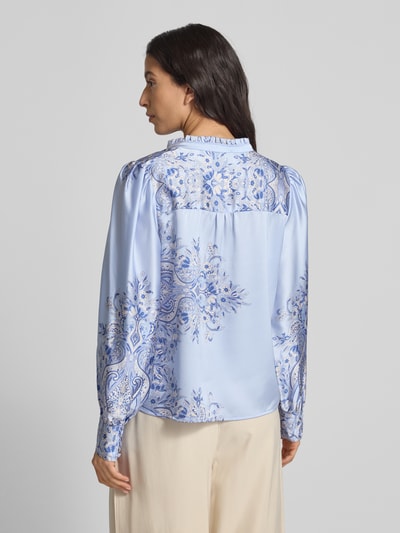 Neo Noir Slim fit blouse met tuniekkraag, model 'Massima' Lichtblauw - 5