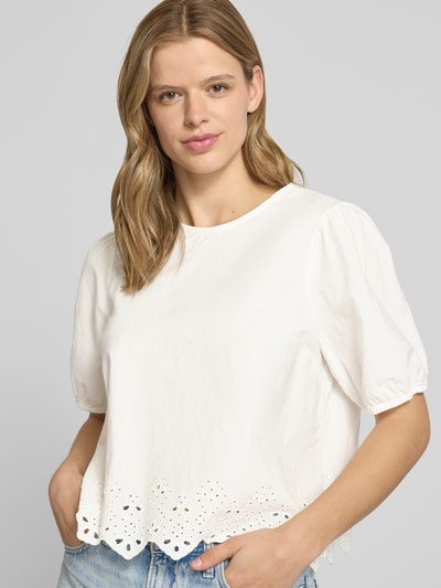 PIECES Relaxed Fit Blusentop aus reiner Baumwolle Modell 'ALMINA' Weiss 3