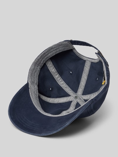 Produktfoto, Größenverstellbare Cap mit Label-Stitching von camel active aus reiner Baumwolle in Dunkelblau und Grau, strukturierte Oberfläche, verstärkter Schirm