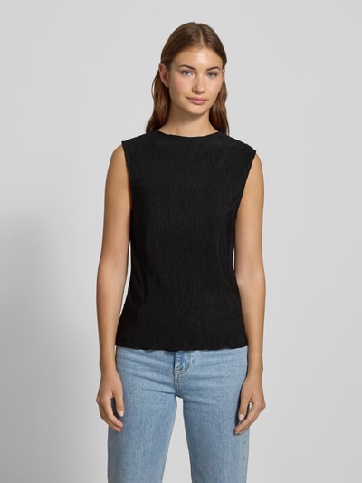 Pieces Slim fit top met crêpe afwerking, model 'FLORA' Zwart - 4