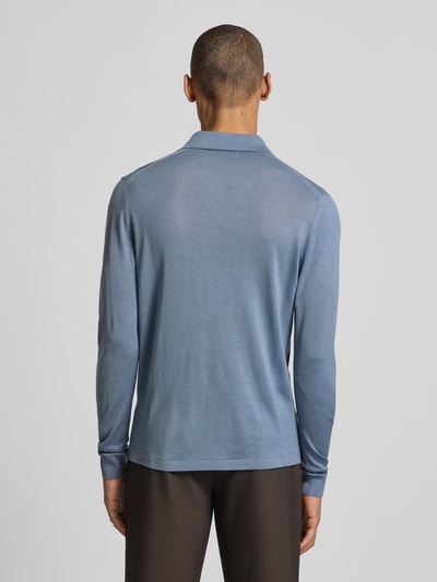 Tiger of Sweden Slim Fit Poloshirt aus reiner Wolle Modell 'Eross' Rauchblau 5