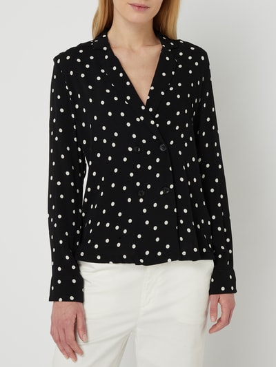 Jake*s Casual Blouse van crêpe met stippenmotief Zwart - 4