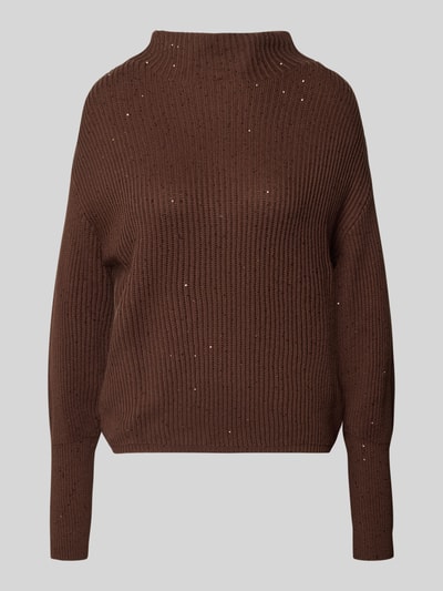 Zero Strickpullover mit Stehkragen Mittelbraun 2