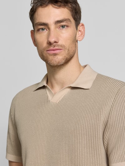 JACK & JONES Premium Regular Fit Poloshirt in Strick-Optik Modell 'Preston' Beige 3