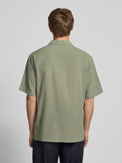 Redefined Rebel Regular fit vrijetijdsoverhemd met structuurmotief, model 'FELIX' Lindegroen - 5