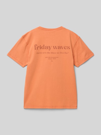 Garcia T-Shirt mit Statement-Print und Rundhalsausschnitt Orange 3