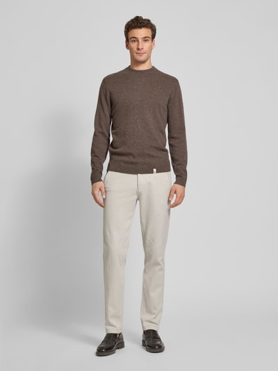 Marc O'Polo Regular Fit Chino aus Baumwoll-Mix in feinem Two-Tone-Zickzack-Muster Modell 'STIG' Beige 1