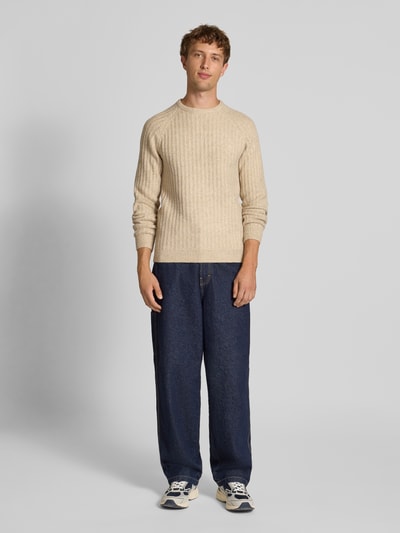 Blend Strickpullover mit Rundhalsausschnitt Modell 'DEXTER' Offwhite 1