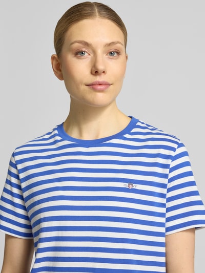 GANT T-shirt met ronde hals en labelstitching Koningsblauw - 3