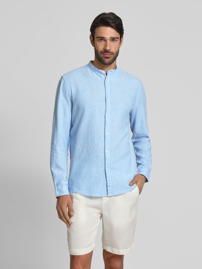 MCNEAL Regular Fit Freizeithemd aus Leinen-Baumwoll-Mix Bleu 4