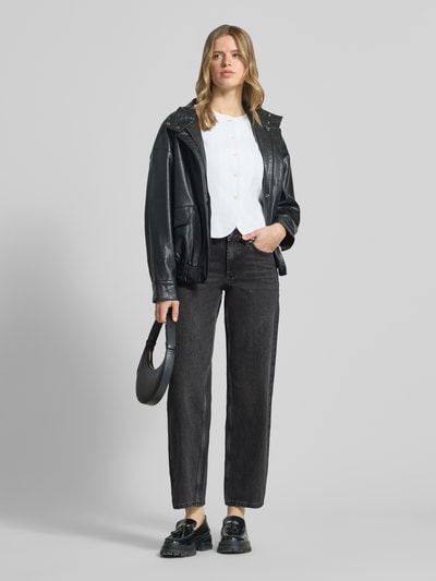 Topshop Jeansy z szerokimi nogawkami w 5 kieszeni model 'INCH' Czarny 1