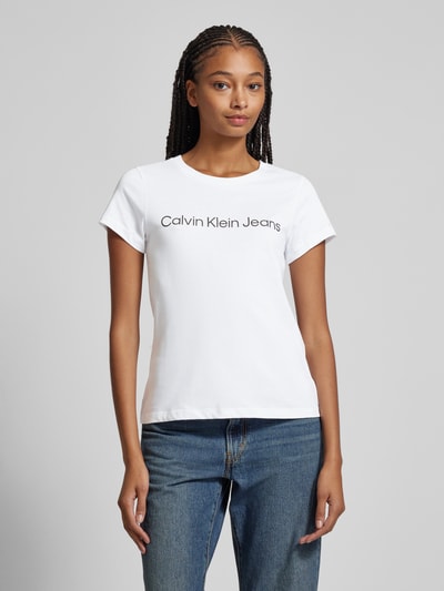 Calvin Klein Jeans T-shirt z nadrukiem z logo Biały 4