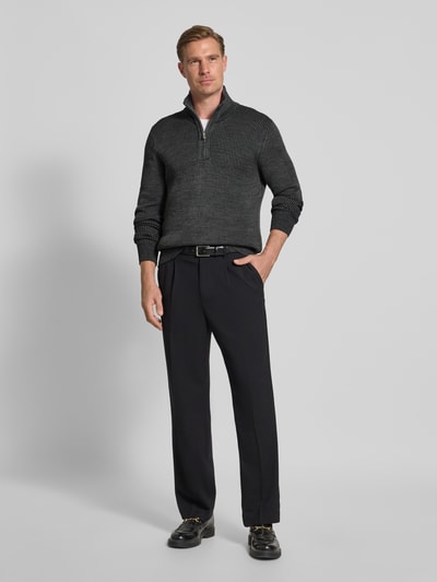 Marc O'Polo Regular Fit Troyer in Rippstrick-Struktur Anthrazit 1