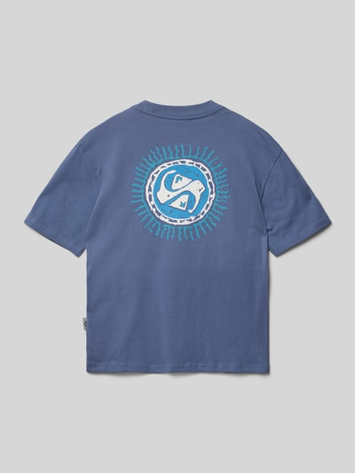 Quiksilver T-shirt met labelprint Rookblauw - 3