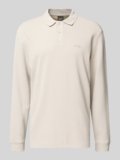 BOSS Orange Regular fit poloshirt van katoenmix, model 'PETEMPESTOLONG' Zand - 1
