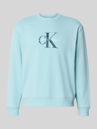 Calvin Klein Jeans Regular Fit Sweatshirt mit Logo-Print Modell 'Terry' Hellblau 2