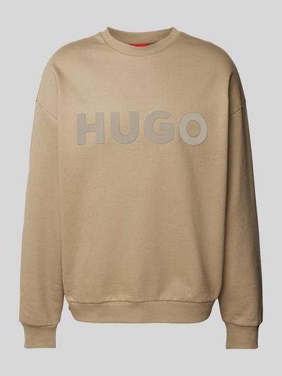 HUGO Sweatshirt met labelprint, model 'Dinex' Lichtbruin - 2