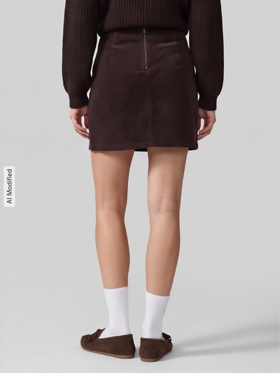 VERO MODA Nauwsluitende minirok van katoenmix model 'LULA' Chocoladebruin - 5