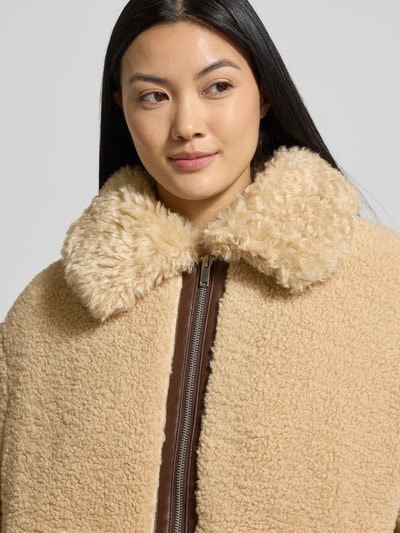 Stefanel Jacke aus Teddyfell mit Zweiwege-Reißverschluss Sand 3