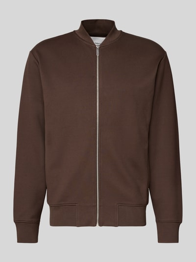 SELECTED HOMME Relaxed fit sweatjack van katoenmix, model 'MACK' Chocoladebruin - 2