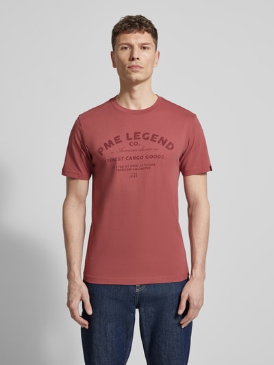 PME Legend Regular Fit T-Shirt mit Logo-Print Rostrot 4