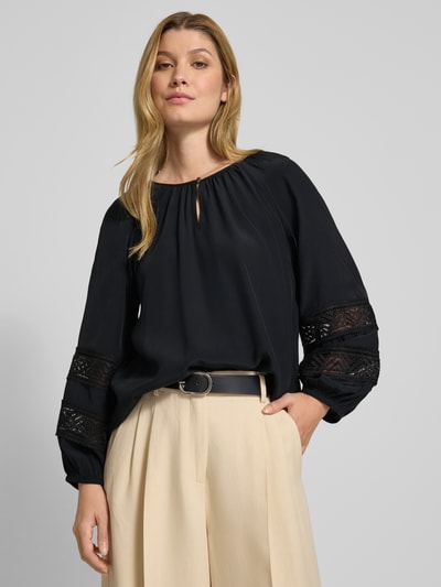 comma Bluzka o kroju regular fit z wiskozy z koronką Czarny 3