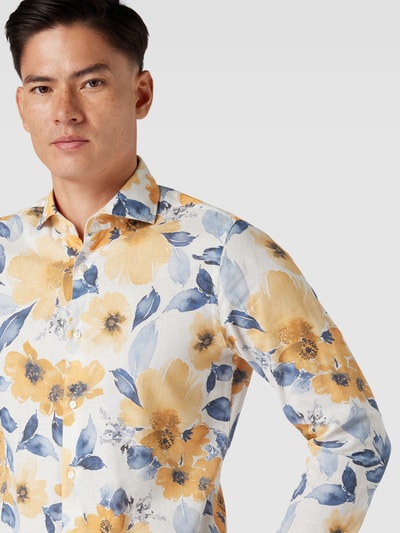 Joop! Slim Fit Slim fit zakelijk overhemd met bloemenmotief Bleu - 3