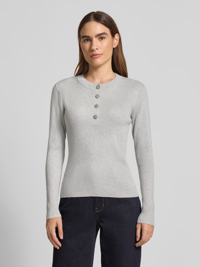 Copenhagen Muse Strickpullover aus Viskose-Mix mit Knopfleiste Hellgrau 4