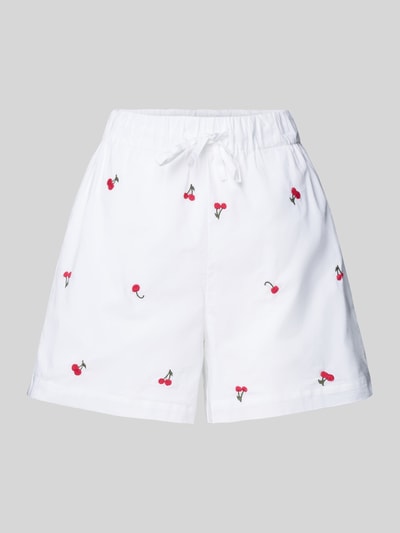 Only Relaxed Fit Shorts aus reiner Baumwolle mit Stickereien Modell 'GRACE' Weiss 1