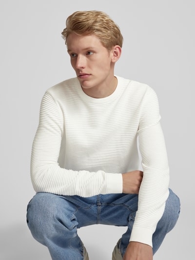 Jack & Jones Sweter z dzianiny z okrągłym dekoltem model ‘OTTO’ Złamany biały 3